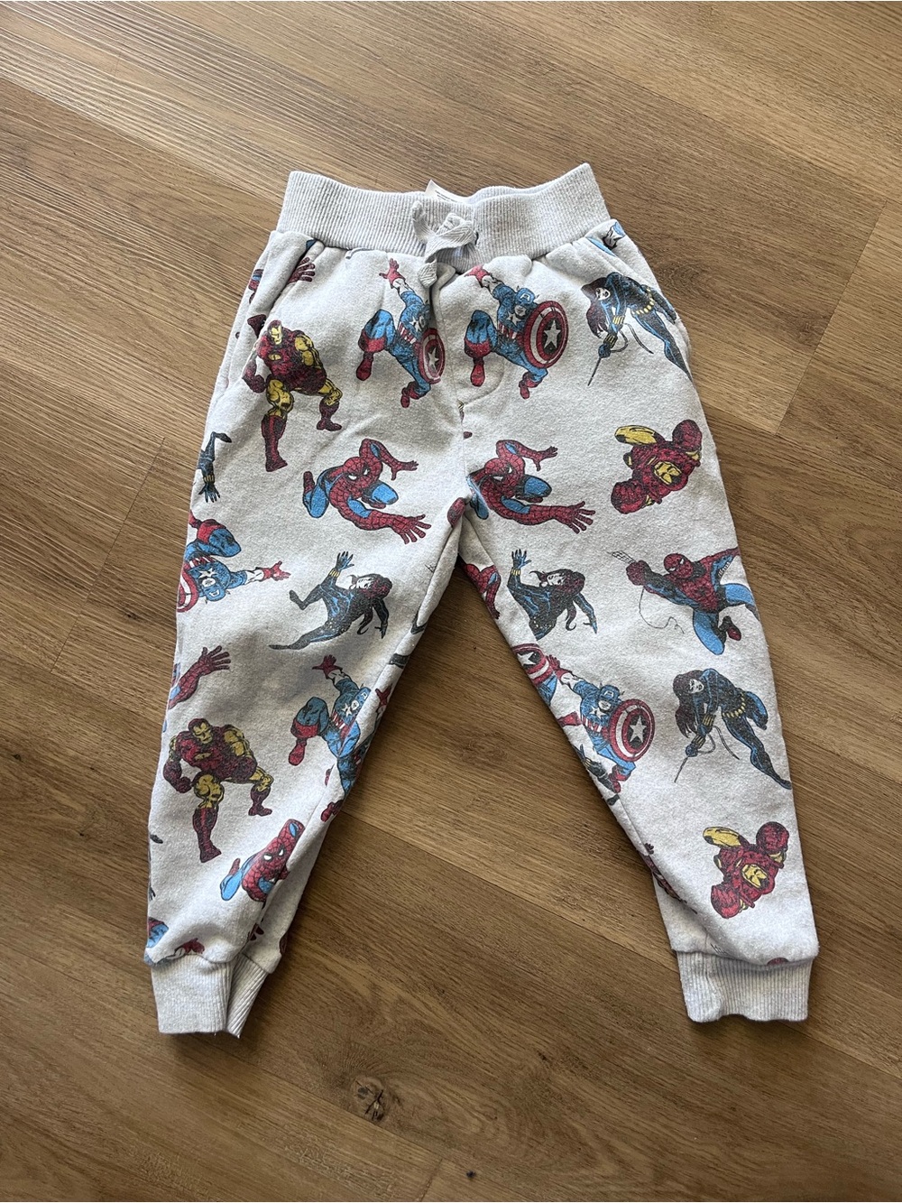 Marvel Beige Sweatpants with Multicolor Superhero Print 5